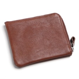Kawashokunin LEATHER FACTORY Kawashokunin Refine II (Refine Two) Men's Genuine Leather Coin Purse Tochigi Leather Zipper L-Shaped Coin Case, cafe brown, Free size
