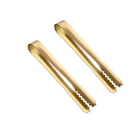 EDAR Ice Tongs, Stainless Steel, 5.7 inches (14.5 cm), Gold, Set of 2, Dishwasher Safe