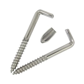 DIOS24 Pack of 10 Slotted Screw Hooks with Wood Thread A2 5.2 x 65 mm - Hook with Slot Straight L-Shape Wall Hook Angle Screw Hook Screw Washing Line Hook Ceiling Hook Wood Thread Stainless Steel I