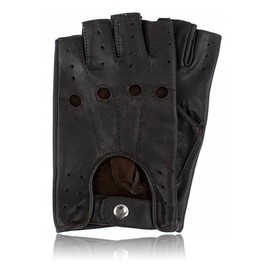 COLOURLINX Unisex Mens Ladies Fingerless Real Genuine Leather Gloves Driving Cycling Gym Motorbike WheelChair Gloves Half Finger Outdoor Sports Biker Gloves (Dark Brown, L)