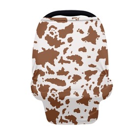 JEOCODY Baby Brown Cow Print Cow Carseat Canopy Infant Stroller Cover Stretchy Soft Breastfeeding Cover Shopping Cart Cover Baby Cow Print