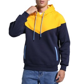 Niceif Men's Heavy Blend Fleece Hooded Sweatshirt with Pockets, Yellow Navy XL