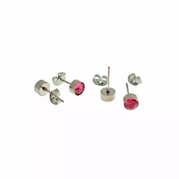Unbranded Stainless Steel Birthstone Earrings - July - Ruby Stud