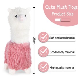 Zaloife Plush Toy Alpaca, Stand Alpaca Cuddly Toy Plush 25 cm, Llama Stuffed Toy Plush Alpaca Doll Gift for Children (Pink)