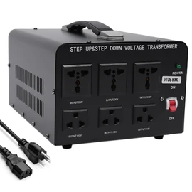 5000W Voltage Converter Transformer, AC Power Converter Step Up 110V-120V to 220V-240V or Step Down 220V to 110V, w/US Standard Power Cord, Circuit Breaker Protection