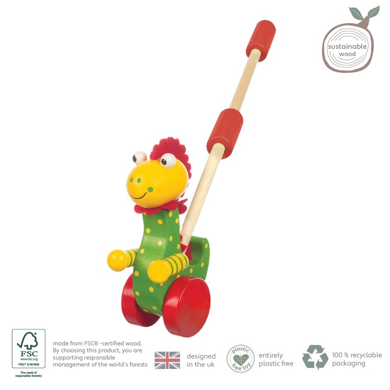 Orange Tree Toys Dinosuar Push Along (Boxed)