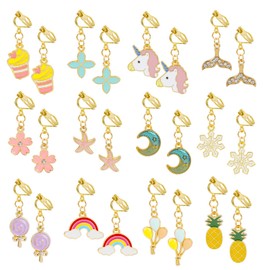 Hifot 12 Pairs Clip Earrings, Girls, Princess, Children's Earrings Set, Princess Dress Birthday Gift, Party Favours for Pretend Play, Dress Up Jewellery Accessories in Clear Boxes