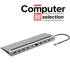 Hama USB C Docking Station 10 Ports (USB Hub 4x USB A, 2x USB-C, 2x HDMI, 1x Displayport DP, 1x LAN/Ethernet, 10-in-1 Hub with PD, 5 Gbit/s, 4K for PC, Notebook, Windows and Mac, 10 Ports) Silver