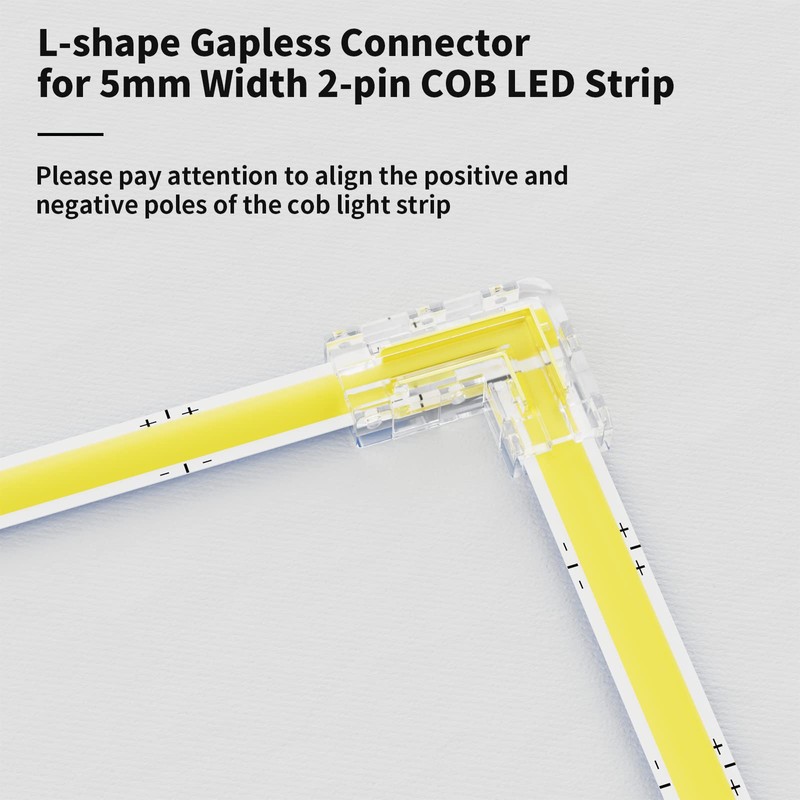 PAUTIX 5mm Connectors(2pcs Each),Gapless,L-Shaped,Dual End Strip,Strip to DC Plug Solderless