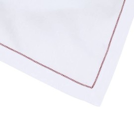 Huddleson White Italian Linen Table Runner Made in USA with Red Contrast Hemstitch