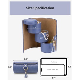 Vlando Travel Jewellery Case, Faux Leather Jewellery Rolls Jewellery Organiser for Rings, Earring, Necklaces,Bangle, Gift for Women, Couples, Friends