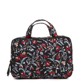 Vera Bradley Cotton Ultimate Travel Makeup Organizer Case, Perennials Noir