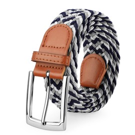 SUOSDEY Elastic Fabric Braided Belts for Men, Stretch Woven Belts for Golf Casual Jeans Shorts