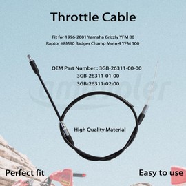 amavoler Throttle Cable Aftermarket Replacement Parts Compatible for 1996-2001 Yamaha Grizzly YFM 80 Raptor YFM80 Badger Champ Moto 4 YFM 100.