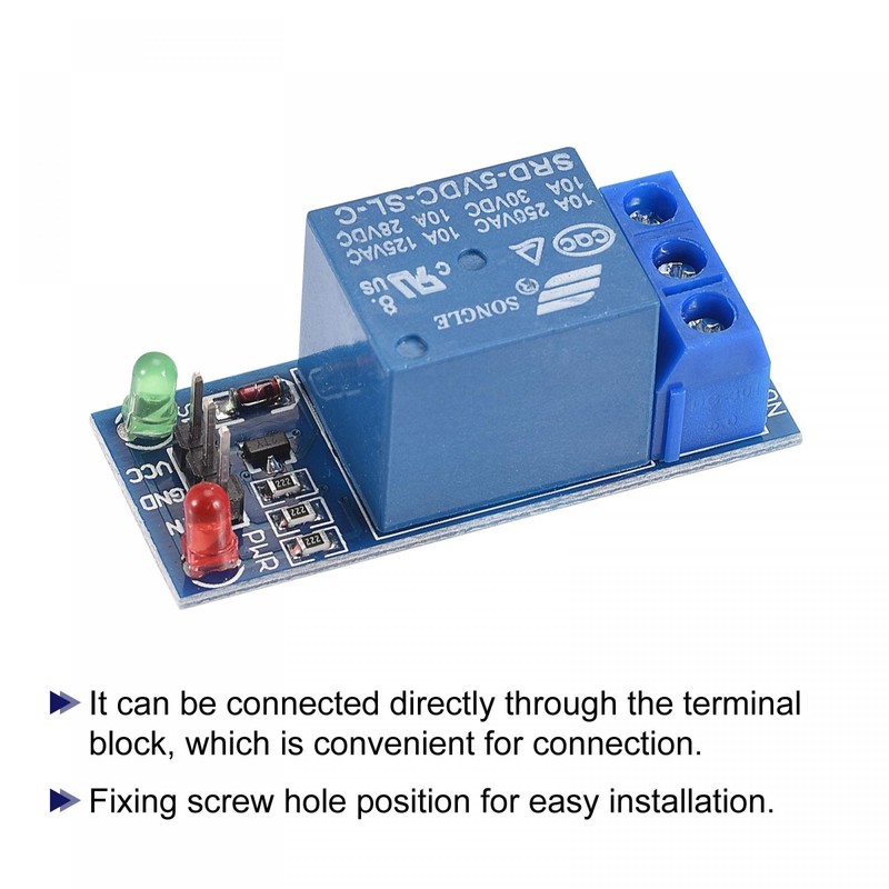 sourcing map Relay Module 1 Channel 5V Low Level Trigger