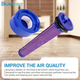 BlueStars Ultra-Durable 965661-01 Pre-Filter and 967478-01 HEPA Post-Filter Replacement Kit for Dyson V7 V8 Animal Absolute V8 Motorhead V7 Trigger - Replace part 965661-01 967478-01 - Pack of 5