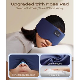 ZHENYEMEI Sleep Mask with Bluetooth Headphones, Blackout Sleep Headphones for Side Sleepers, Ultra-Thin Bluetooth 5.4 Stereo Speaker Eye Mask for Travel, Meditation, Cool Gadgets for Men, Women