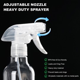 Hethyo Hethyo Spray Bottles Plastic Spray Bottle for Hair Mist/Stream Heavy Duty Empty Spray Bottles for Cleaning Solutions, Plants, Cooking (12oz-Clear+nozzle)