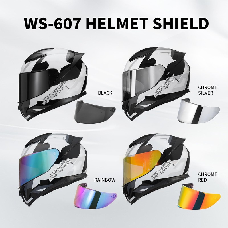 JQF Gear WS-607 Full Face Motorcycle Helmet Visor Shield Replacement