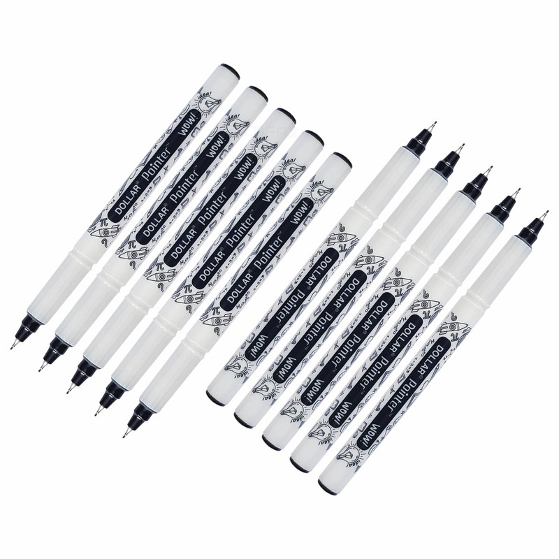 Fineliner Pens, BLACK, Ultra Fine Felt Point (0.3mm), Pack of