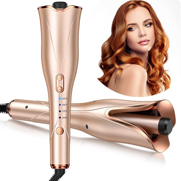Automatic Hair Curler, BOSNAS Hair Curler for Long Hair with Dual Voltage, 2023 Newest Anion Professional Hair Curling Wand, 3-Speed Adjustable Temperature & 3 Timer, Fast Heating and Auto Shut-Off