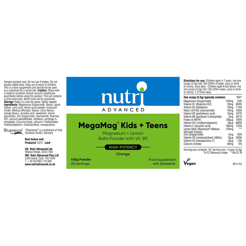 Nutri Advanced - MegaMag Kids + Teens Magnesium Powder Orange