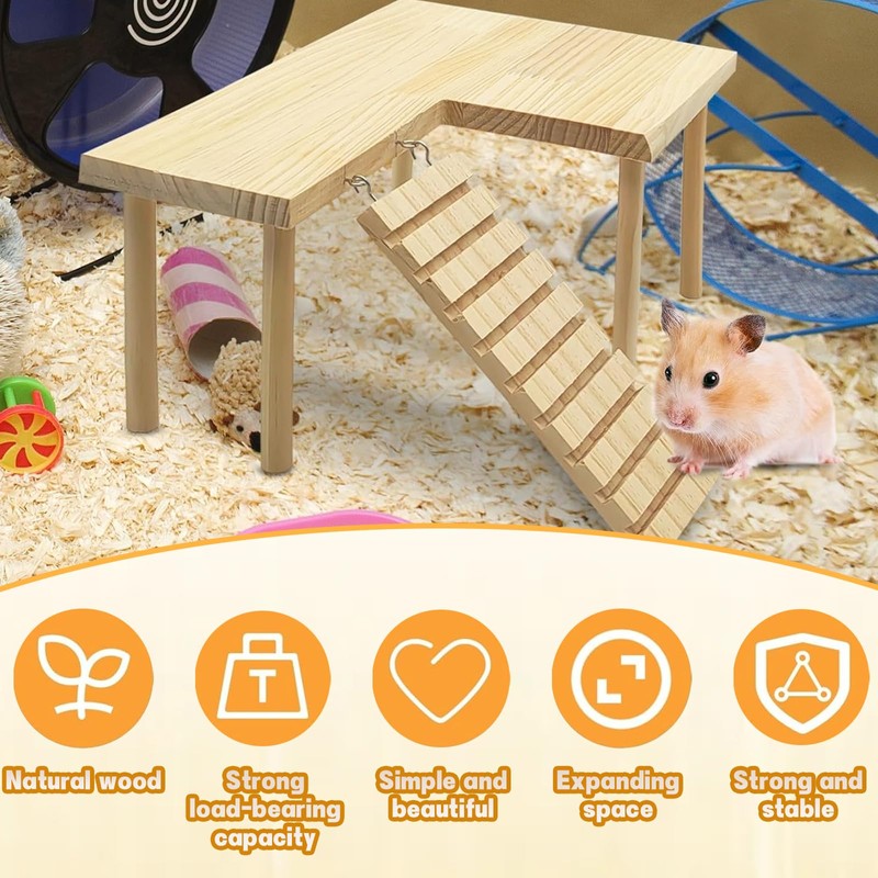 Hamster Platform, Funny Wooden Hamsters Shelf Hamster Cage Platform Suitable