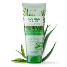 Skin 2.0 Tea Tree & Aloe Exfoliating Scrub - Dermatologist Tested, Multi-Tasking Cleanser, Clears Skin - Anti-Aging, Clean Beauty, Cruelty-Free Korean Skincare for All Skin Types - 6.76 Fl Oz / 200ML