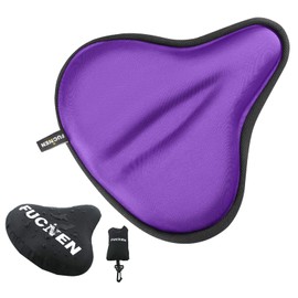 FUCNEN Bicycle Saddle Cover Purple Saddle Cover Bicycle Gel Women's Wide Saddle Covers, Comfortable Bicycle Seat Cushion Gel For Exercise Bike Training Stationery Spinning Cycling - 27 x 25 cm