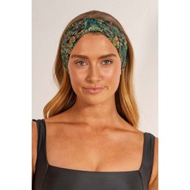 LOUVELLE Stylish SERAPHINE Luxury Silky Headband Quick Dry, Stretchy to Protect Hairline while Applying Makeup, Masks, or by the Pool (Tropical Leaves)