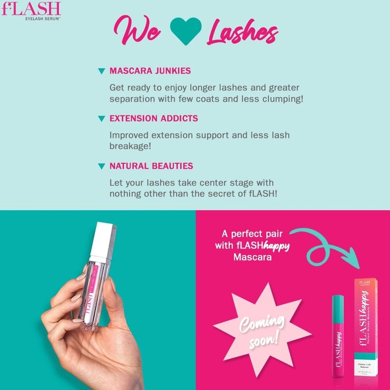 fLASH Eyelash Serum, Serum for Long, Curled Lashes - Enhances