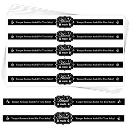 Food Retail Package Seal Stickers 9x1 Inch Safe Secure Tamper Evident Lids Stickers Tamper Proof Stickers 200 Pcs Tamper Evident Labels Sealed for Freshness Labels for Handmade Crafted Baking (Black)