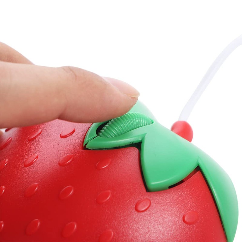 Vctitil 3D Strawberry Shape USB Wired Mouse Portable Mini 800DPI