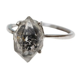 K KOUOKU Ancient Hearkimer Diamond Ring, 18K Gold Plated, Silver, S925 Stamped, Women's Ring, Hypoallergenic, Power Stone, Natural Stone, One Size Fits Most, Wedding, Engagement, Gift, Sterling Silver