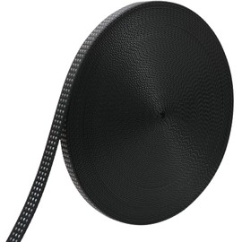 Yalulu 20 Meters x 10mm Reflective Fabric Ribbon, Nylon Reflective Webbing Ribbon Tape Trim Pet Reflective Strip Webbing Tape (Black)