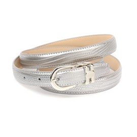 Anthoni Crown Women's Leather Belt, silver