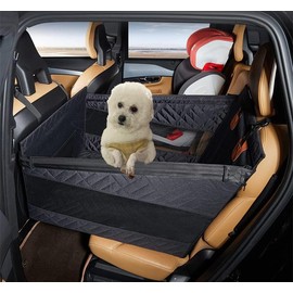 Dog Car Seat with Hard Bottom Mattress - Back Seat Extender for Dogs, Dog Hammock for Car, Large & Small Dog Seat Cover for Back Seat, Pet Car Seat for SUV Truck (Black, Large Size)