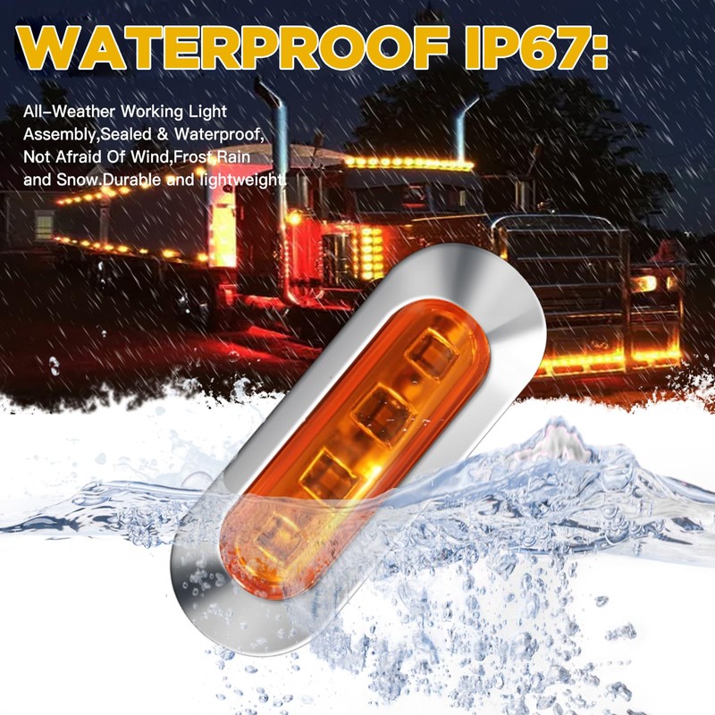 ALFU 40PCS Amber DC 12-24V LED Trailer Lights Side Marker