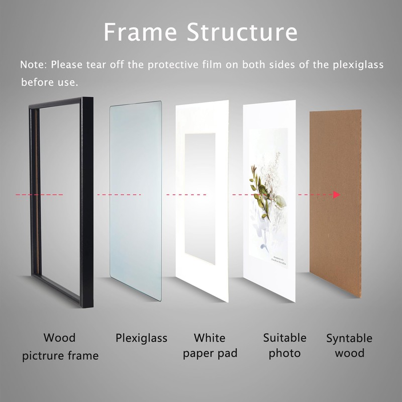 Baoee Black Wooden A4 Frames, Picture Frames Set of 2,Poster
