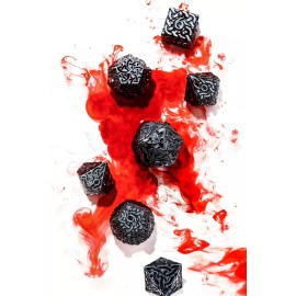 KakapopoTCG Metal Polyhedral Dice Set Tarnished Black DnD Pathfinder Call of Cthulhu Rogue