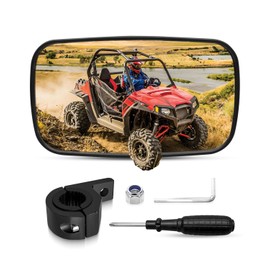 UTV Rearview Mirror for 7/8" to 1" Round Roll Bars Compatible with Polaris RZR Honda Pioneer SXS Kawasaki Mule Yamaha YXZ, Adjustable Center Mirror