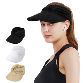 TAGVO Sun Visor Hats for Women with Large Brim Foldable Visor Cap Beach Hat Sun Protection UPF 50+ Designed for Outdoor Sports such as Beach Volleyball, Golf, Baseball, Tennis, Badminton, Running,