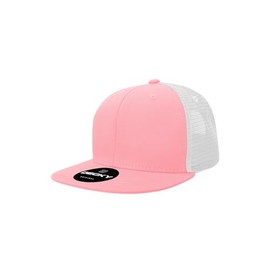 DECKY Youth 6 Panel High Profile Structured Cotton Trucker, Pink/White