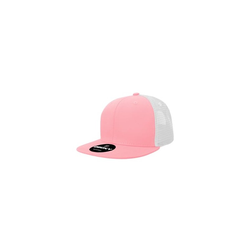 DECKY Youth 6 Panel High Profile Structured Cotton Trucker, Pink/White