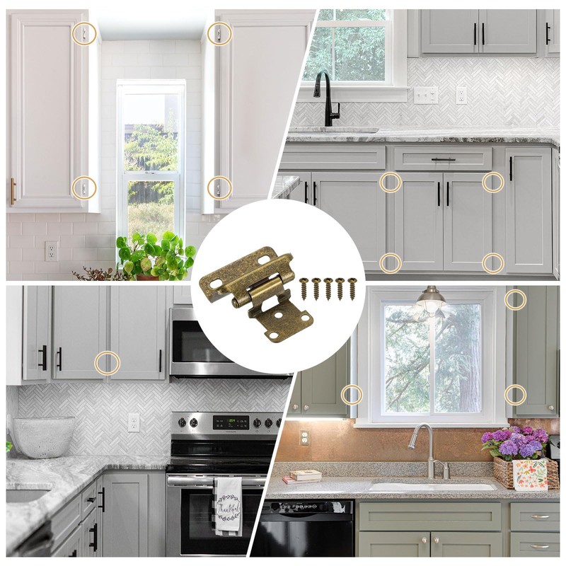 sourcing map 2 Pack Self Closing Cabinet Hinges, 1/2" Overlay
