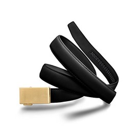 Mission Belt Women's Ratchet Belt - 30mm Gold Buckle/Black Leather Strap, Extra Small (Up to 25")