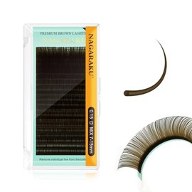 NAGARAKU Marrón claro Blister Extensiones de Pestañas 0.15 curvatura D mixtos 7-15mm Marrones 20 filas Suaves Naturales Clásicas Pestañas...          