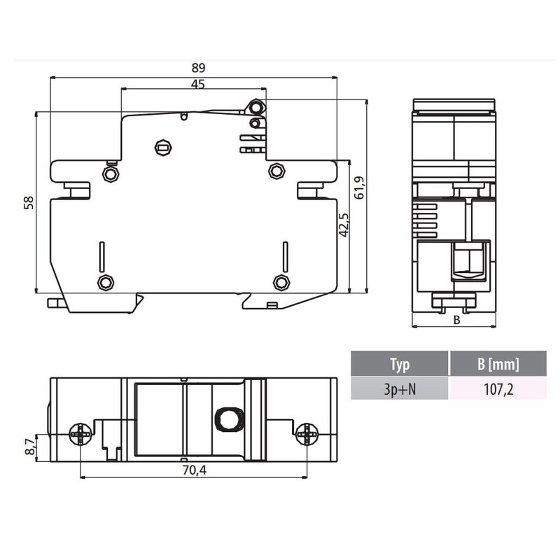 ETI Switch Disconnect Switch 3-Pin for Neozed Fuses D01-D02-63A -