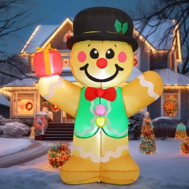5 FT Christmas Gingerbread Man Inflatable Outdoor Decorations with LED Lights for Children's Christmas Decorationscolor: Gingerbread Man, size: Large