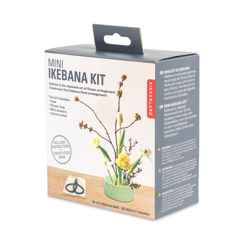 Kikkerland DIY Japanese Flower Arrangement, Mini Ikebana Kit Project, Ceramic